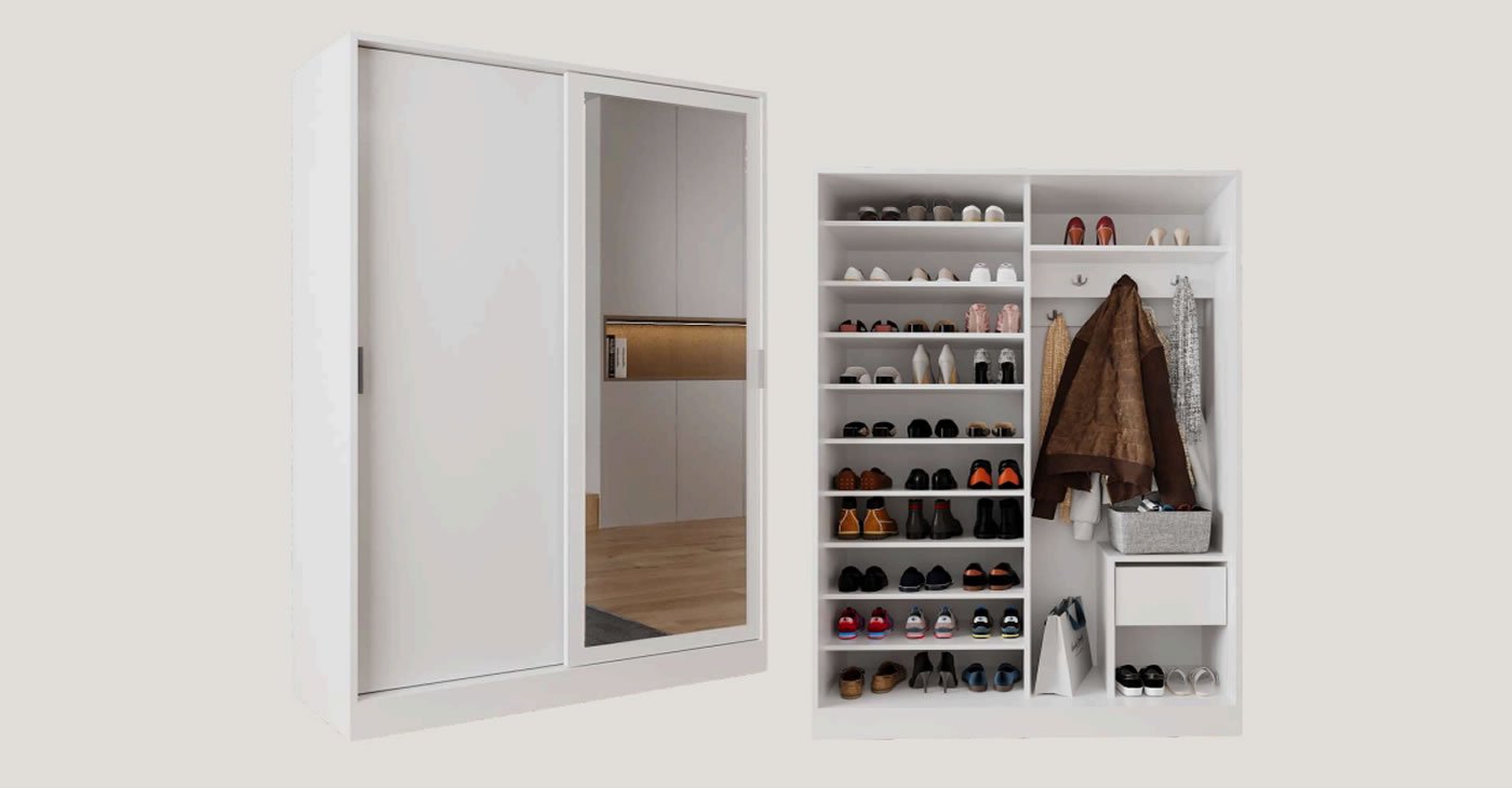 Aynalı Vestiyer Ayakkabılık